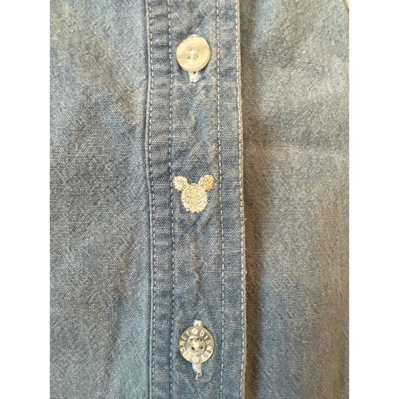 Disney Catalog Chambray Patriotic Sleeveless Mickey Shirt Womens 90's Size XL‎ - Picture 2 of 5